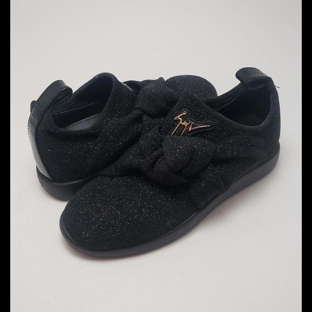 Women Giuseppe Zanotti Black Kriss Glitter Sneakers Shoes AUTHENTIC Sz 36 US 5.5